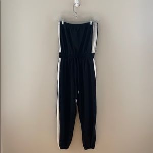 Black & white strapless jumpsuit